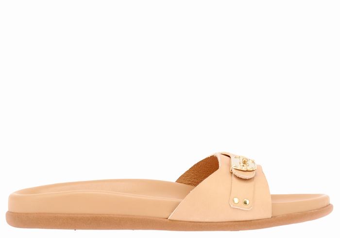 Women Ancient Greek Sandals Odi Slide Sandals Beige | MLA7539BR