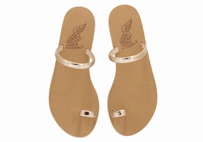 Women Ancient Greek Sandals Ophion Toe-Post Sandals Rose Gold | XHN279OZ