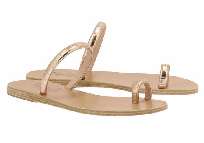 Women Ancient Greek Sandals Ophion Toe-Post Sandals Rose Gold | XHN279OZ