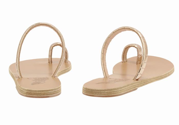 Women Ancient Greek Sandals Ophion Toe-Post Sandals Rose Gold | XHN279OZ