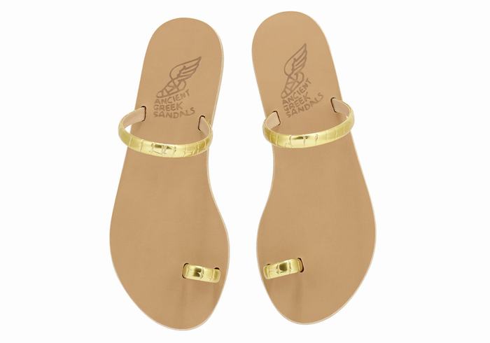 Women Ancient Greek Sandals Ophion Toe-Post Sandals Gold | HAD6917AQ