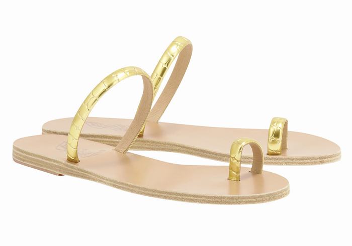 Women Ancient Greek Sandals Ophion Toe-Post Sandals Gold | HAD6917AQ