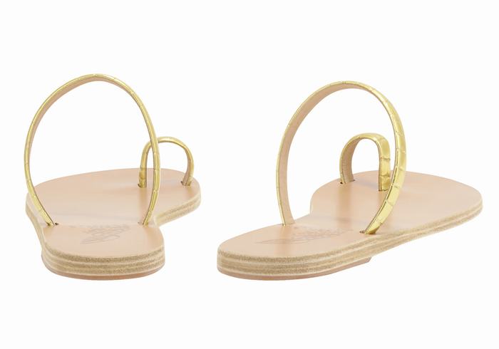 Women Ancient Greek Sandals Ophion Toe-Post Sandals Gold | HAD6917AQ