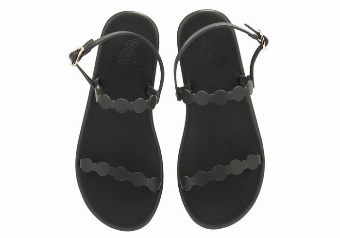 Women Ancient Greek Sandals Orion Back-Strap Sandals Black | BBR9426LB