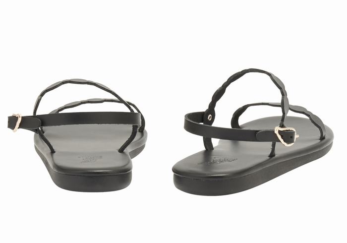 Women Ancient Greek Sandals Orion Back-Strap Sandals Black | BBR9426LB