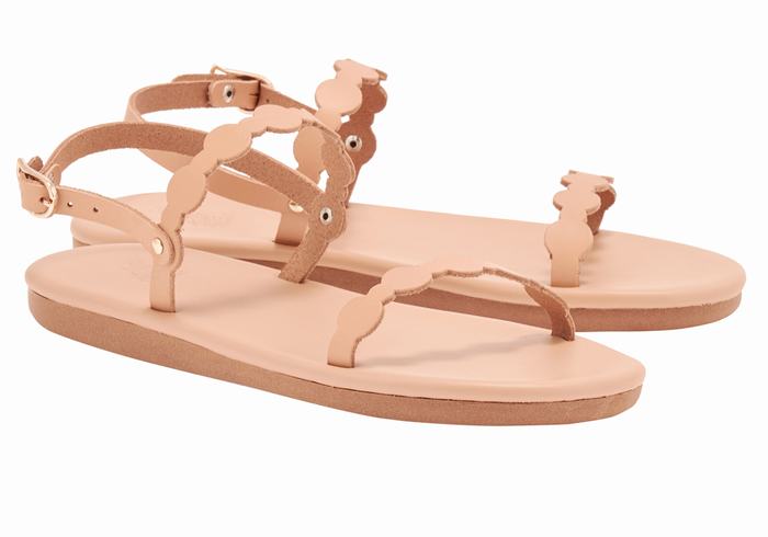 Women Ancient Greek Sandals Orion Back-Strap Sandals Beige | EJZ6744JK