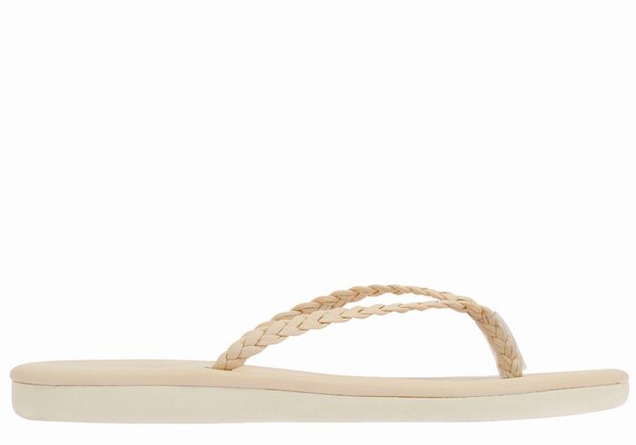 Women Ancient Greek Sandals Plage Flip Flop Braided Sandals White | YDI2420WB