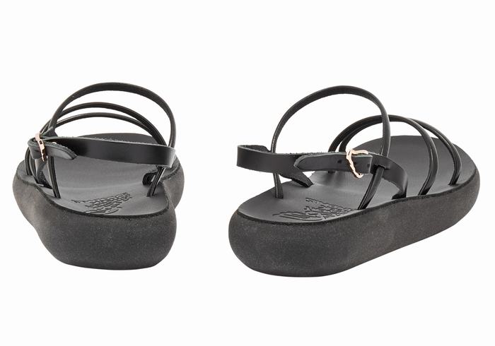 Women Ancient Greek Sandals Polis Back-Strap Sandals Black | PYF3933XQ