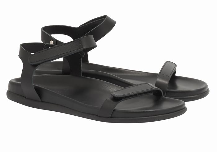 Women Ancient Greek Sandals Poros Back-Strap Sandals Black | EJX8418AK