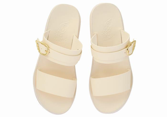 Women Ancient Greek Sandals Preveza Comfort Slide Sandals White | HSC8573CZ