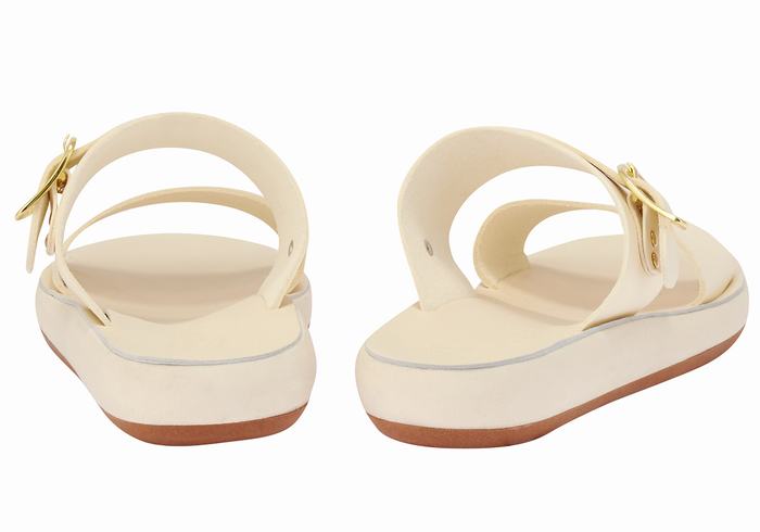 Women Ancient Greek Sandals Preveza Comfort Slide Sandals White | HSC8573CZ