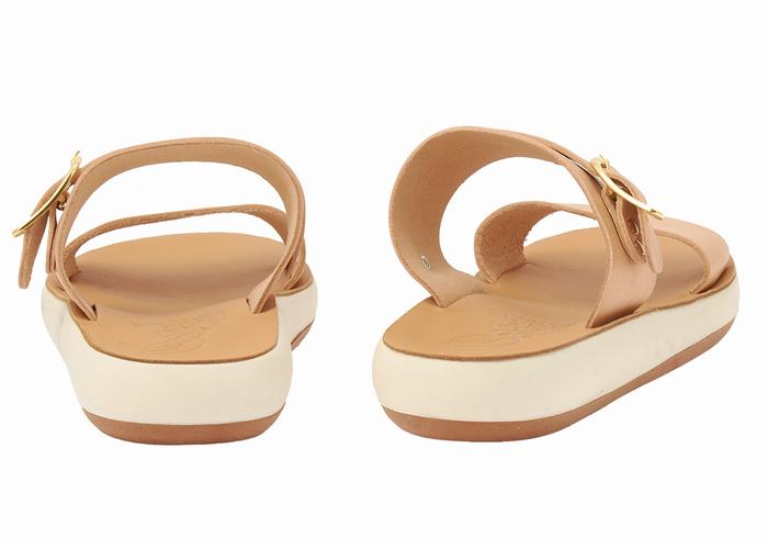 Women Ancient Greek Sandals Preveza Comfort Slide Sandals Beige | YDD4096YH