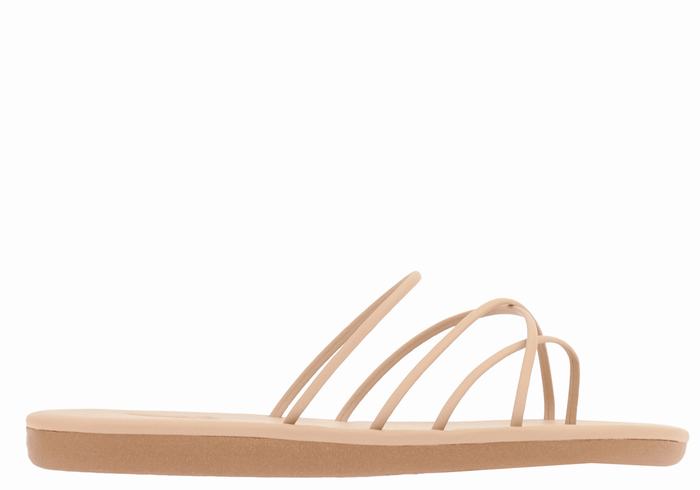 Women Ancient Greek Sandals Pu Slide Sandals Beige | KLT7871SY