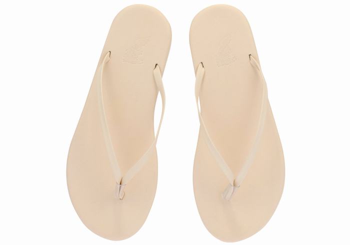 Women Ancient Greek Sandals Saionara Flip Flops White | RIK7567FJ