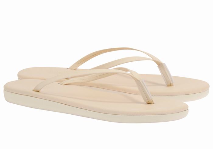 Women Ancient Greek Sandals Saionara Flip Flops White | RIK7567FJ