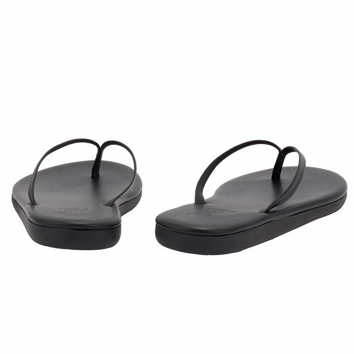 Women Ancient Greek Sandals Saionara Flip Flops Black | LTY334GF