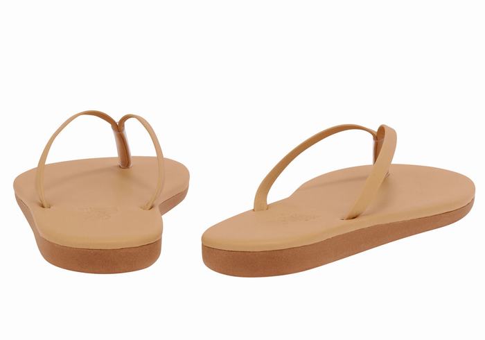 Women Ancient Greek Sandals Saionara Flip Flops Beige | HDT2899ZD