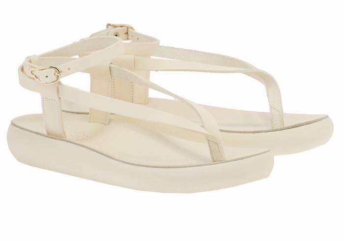 Women Ancient Greek Sandals Salomi Comfort Ankle Strap Sandals White | GCT5169WE