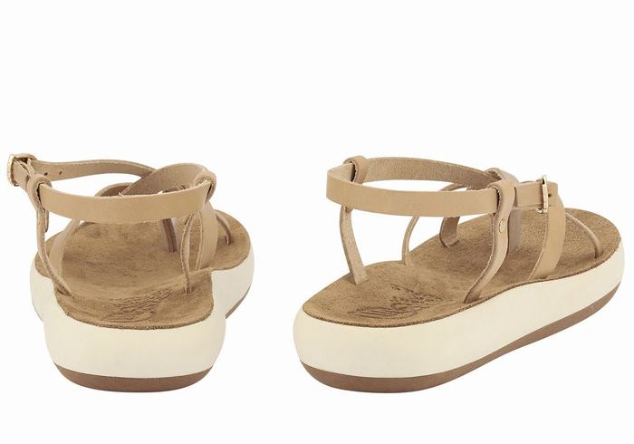 Women Ancient Greek Sandals Semele Comfort Back-Strap Sandals Beige | BXE1435EX