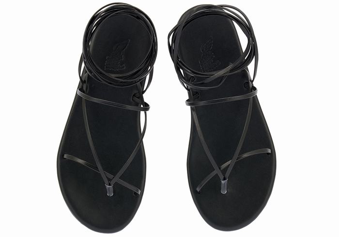 Women Ancient Greek Sandals String Gladiator Sandals Black | BEZ4880OJ