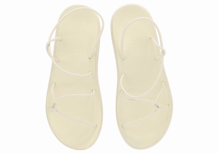 Women Ancient Greek Sandals Taxidi Comfort Back-Strap Sandals White | XHT351DU