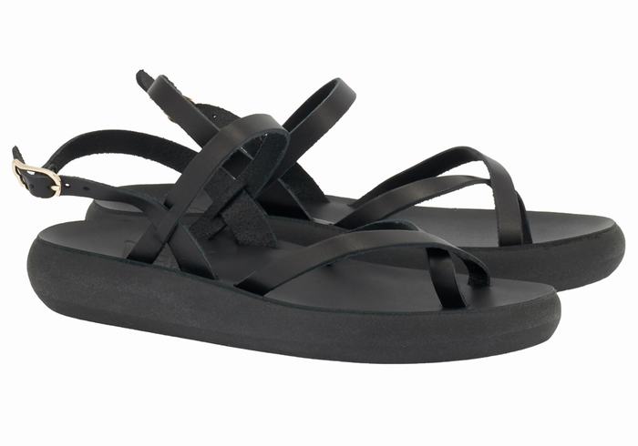 Women Ancient Greek Sandals Tereza Comfort Back-Strap Sandals Black | CFV4695KZ