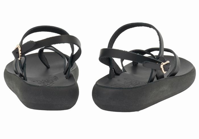 Women Ancient Greek Sandals Tereza Comfort Back-Strap Sandals Black | CFV4695KZ