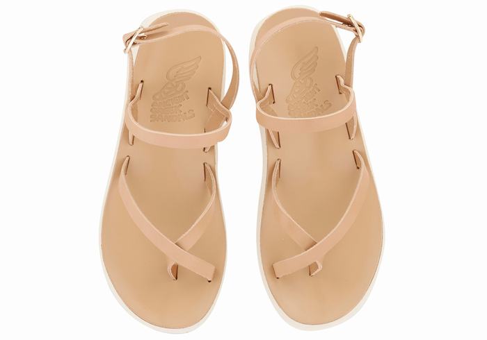 Women Ancient Greek Sandals Tereza Comfort Back-Strap Sandals Beige | WJZ4511NJ