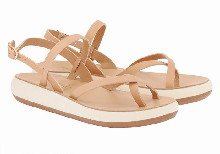 Women Ancient Greek Sandals Tereza Comfort Back-Strap Sandals Beige | WJZ4511NJ