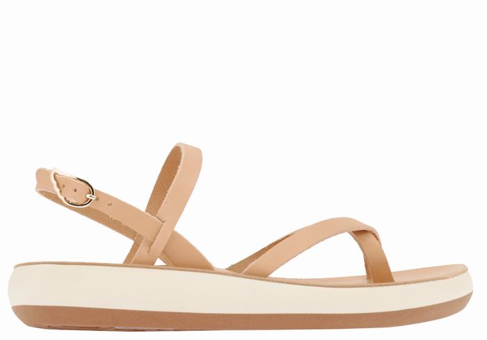 Women Ancient Greek Sandals Tereza Comfort Back-Strap Sandals Beige | WJZ4511NJ