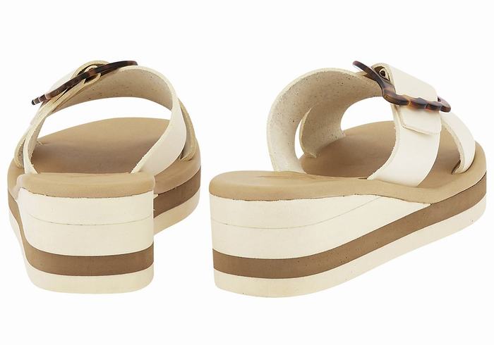 Women Ancient Greek Sandals Thais Rainbow Wedge Sandals White Beige | MCI527MM