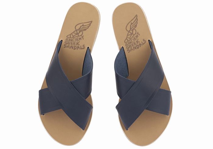 Women Ancient Greek Sandals Thais Slide Sandals Dark Blue | IDO10082SR