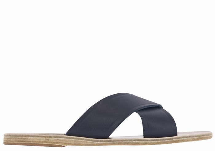 Women Ancient Greek Sandals Thais Slide Sandals Dark Blue | IDO10082SR