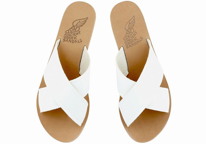 Women Ancient Greek Sandals Thais Slide Sandals White | RVC258WJ