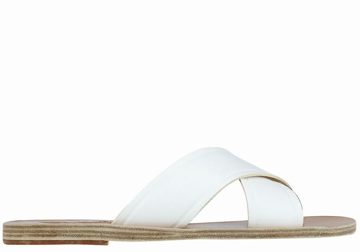 Women Ancient Greek Sandals Thais Slide Sandals White | RVC258WJ