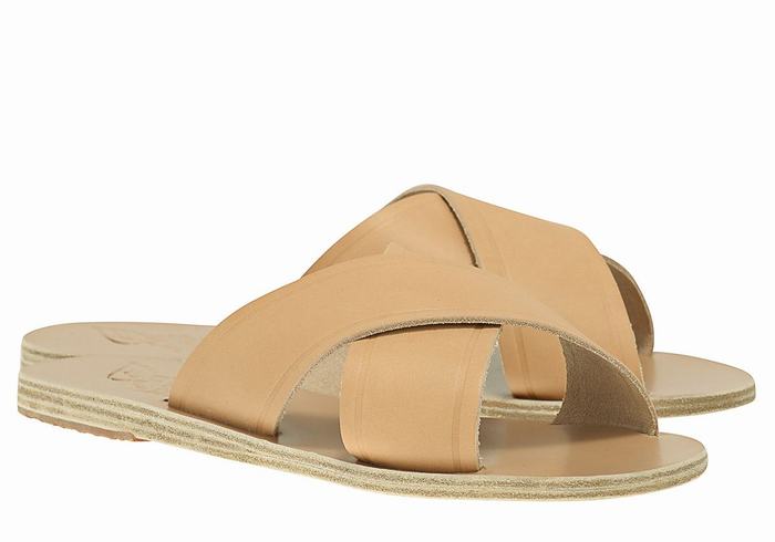 Women Ancient Greek Sandals Thais Slide Sandals Beige | VHN1376KR