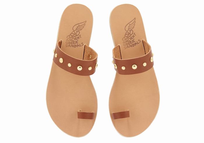 Women Ancient Greek Sandals Thalia Bee Toe-Post Sandals Dark Brown | YKL1688XQ