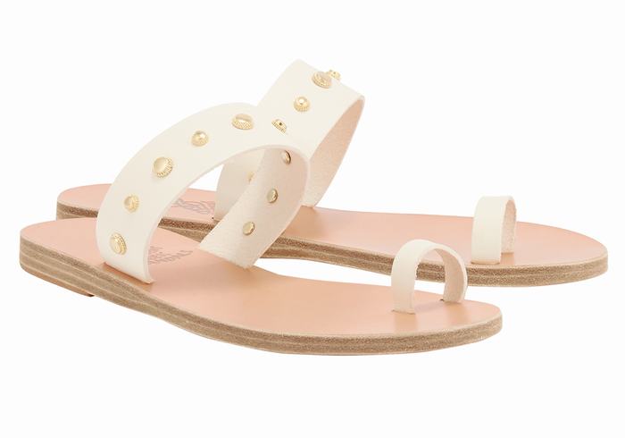 Women Ancient Greek Sandals Thalia Bee Toe-Post Sandals White | LKW8779VA