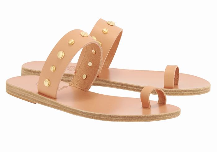 Women Ancient Greek Sandals Thalia Bee Toe-Post Sandals Beige | IWF6657ND