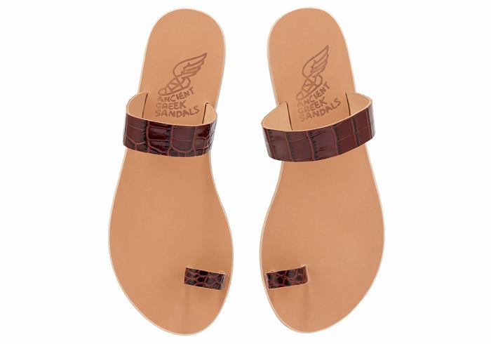 Women Ancient Greek Sandals Thalia Toe-Post Sandals Dark Red Black | XVM8241WT