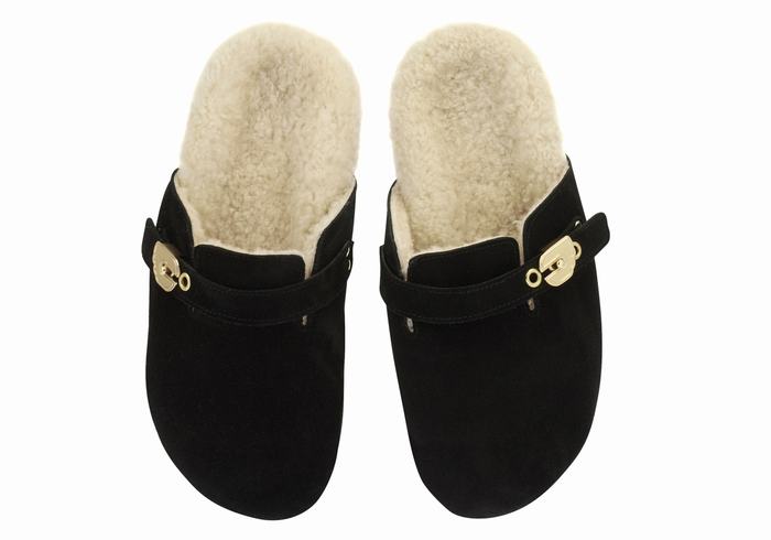 Women Ancient Greek Sandals Vasilitsa Slippers Black | SVW2352YS