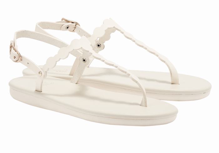 Women Ancient Greek Sandals Velos Flip Flop Back-Strap Sandals White | YMC1021KW