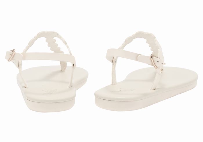 Women Ancient Greek Sandals Velos Flip Flop Back-Strap Sandals White | YMC1021KW