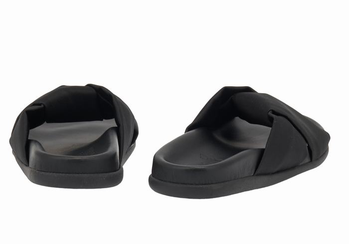 Women Ancient Greek Sandals Whitney Footbed Slide Sandals Black | QDZ4923HP