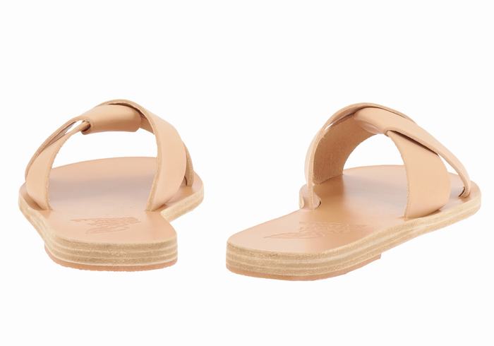 Women Ancient Greek Sandals Whitney Slide Sandals Beige | PUA4763QR